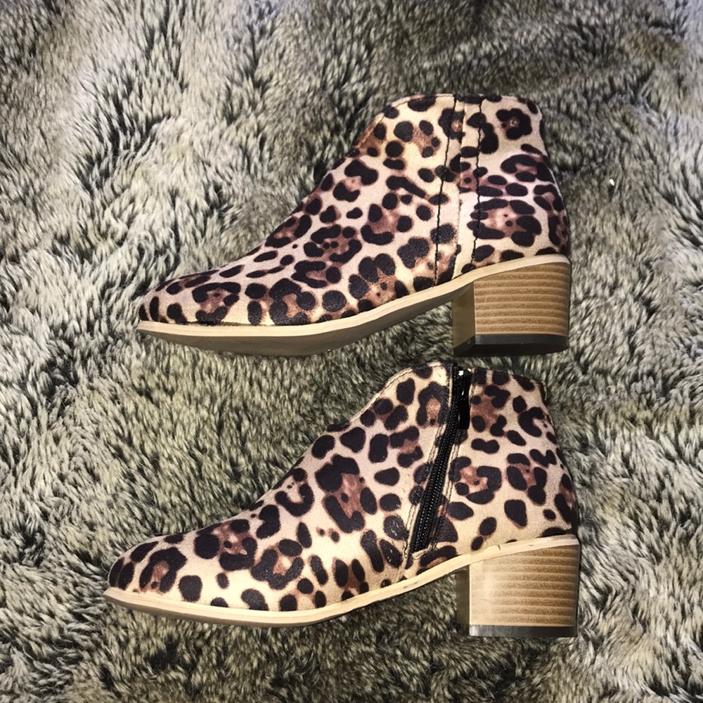 Cheetah print booties